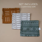 Mebie Baby Burp Cloths, Printed 3-Pack, Muslin Burp Cloth Set - Image 7