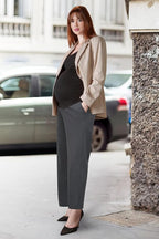 OUGES Womens Stretchy Maternity Over Belly Casual Work Straight Leg Pants Ankle - Image 5