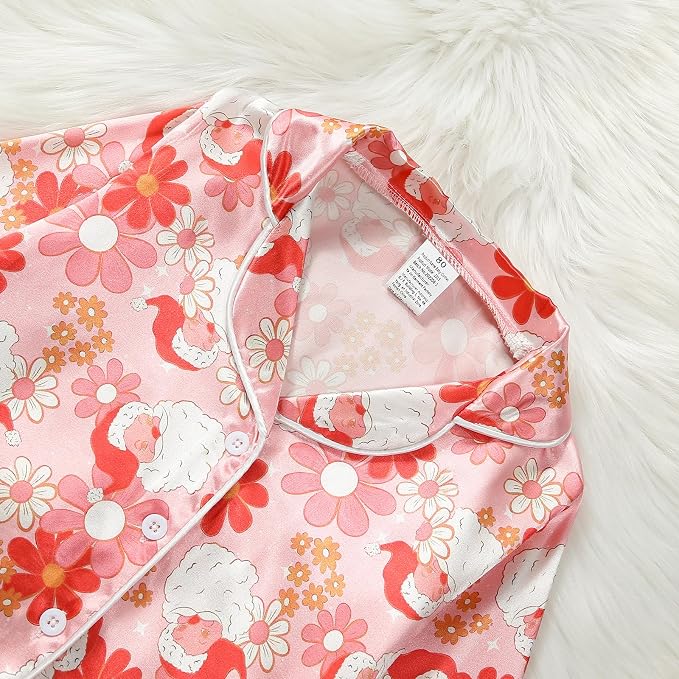 MAINESAKA Baby Boy Girl Pajamas Christmas Red Plaid Print Long Sleeve Lapel - Image 4