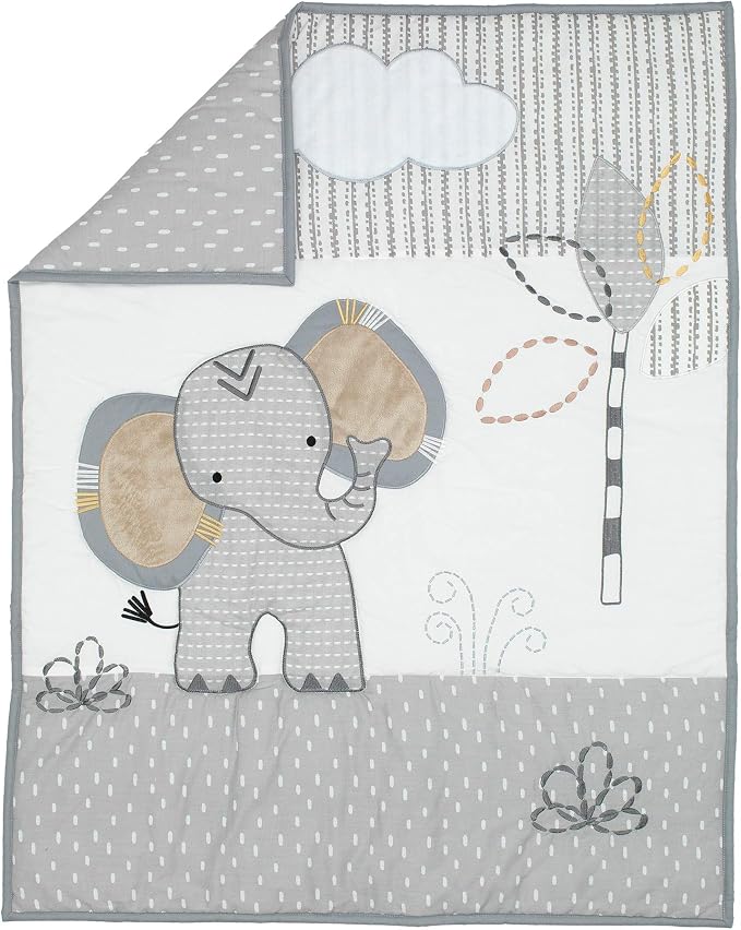 Lambs & Ivy Jungle Safari Elephant 3-Piece Mini Crib Bedding Set - Image 3