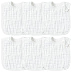 Zainpe 6Pcs Snap Muslin Cotton Baby Bibs White Adjustable Drool Bib by Zainpe