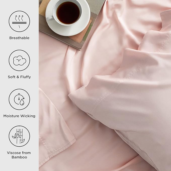 Bedsure Cooling Sheets Twin, Rayon Derived from Bamboo, Breathable & Soft Twin - Image 3