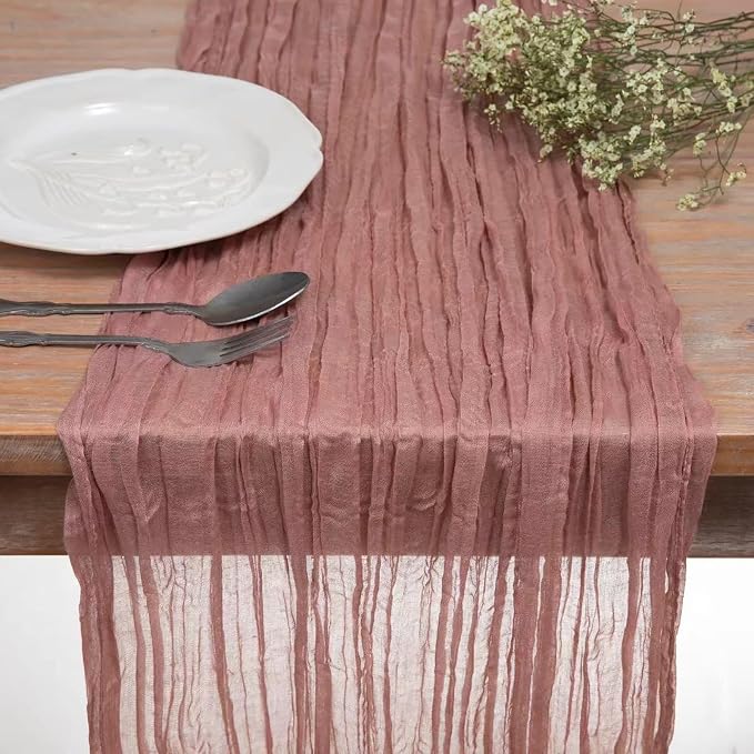 DOLOPL 8PCS Dusty Rose Cheesecloth Table Runner Bulk 13.3ft Boho Gauze Cheese by DOLOPLOfficial