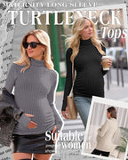 3 Pack Maternity T-Shirts Pregnancy Tops Women Sweater Long Sleeve Turtleneck - Image 2