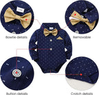 DISAUR Baby Boy Clothes Suits 4PCS Gentleman Outfit Dress Romper Beret Hat - Image 3