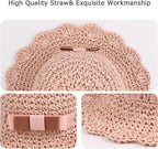 Baby Girl Straw Hat Outdoor Baby Sun Protection Hats Summer Bowknot Beach Cap - Image 6
