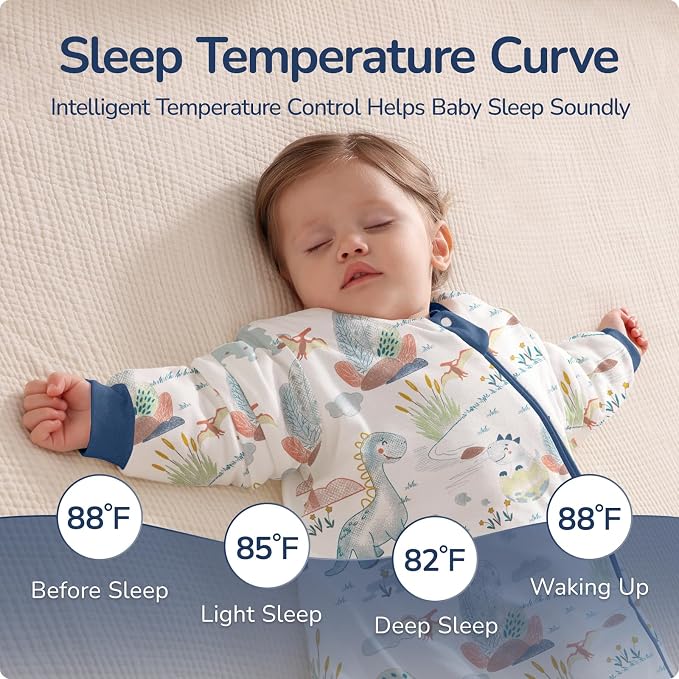 Baby Sleep Sack 3-6 Months, Cotton Detachable Long Sleeve Sleep Sack, 2.5 Tog - Image 5
