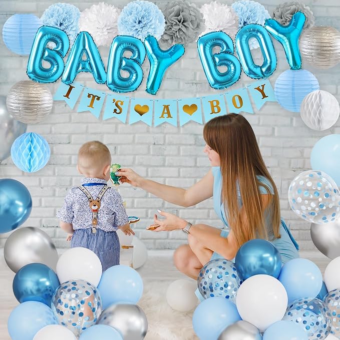 Ouddy Party Blue Baby Shower Decorations - Image 4