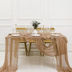 DOLOPL Brown Cheesecloth Table Runner 13.3ft Boho Gauze Cheese Cloth Table - Image 6