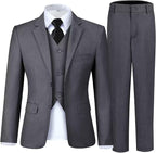 Boy's Suit Formal Slim Fit 5 Pieces Suit Set Blazer Vest Pants by Fesenbo