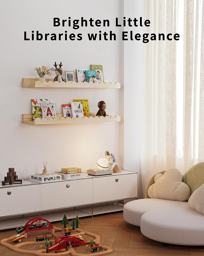 Nursery Book Shelves, Scalloped Shelves, Wall Book Shelves - Image 5