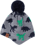 Duoyeree Kids Beanie Hat for Boys Girls Pom-pom Kint Hats Cozy Lining Winter - Image 3