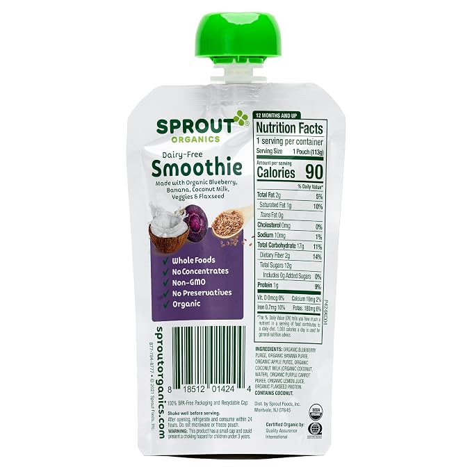 Sprout Organic Baby Food, Stage 4 Toddler Smoothie Pouches, 4 Oz Purees 12 Count - Image 4