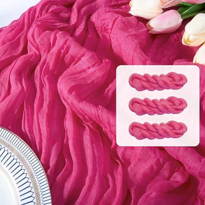 FEXIA 3 Pack Rose Red Table Runner 35x120 Inches by FEXIA