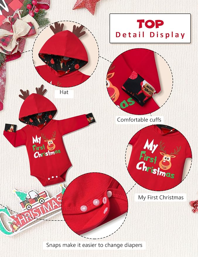 Fommy Newborn Baby Boy Clothes Plaid Letter Print Long Sleeve Hoodies + Long - Image 3