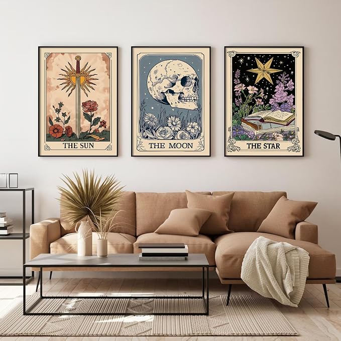 Pouydmi Tarot Card Wall Art Sun Moon Canvas Wall Decor Mystical Astrology Wall - Image 4