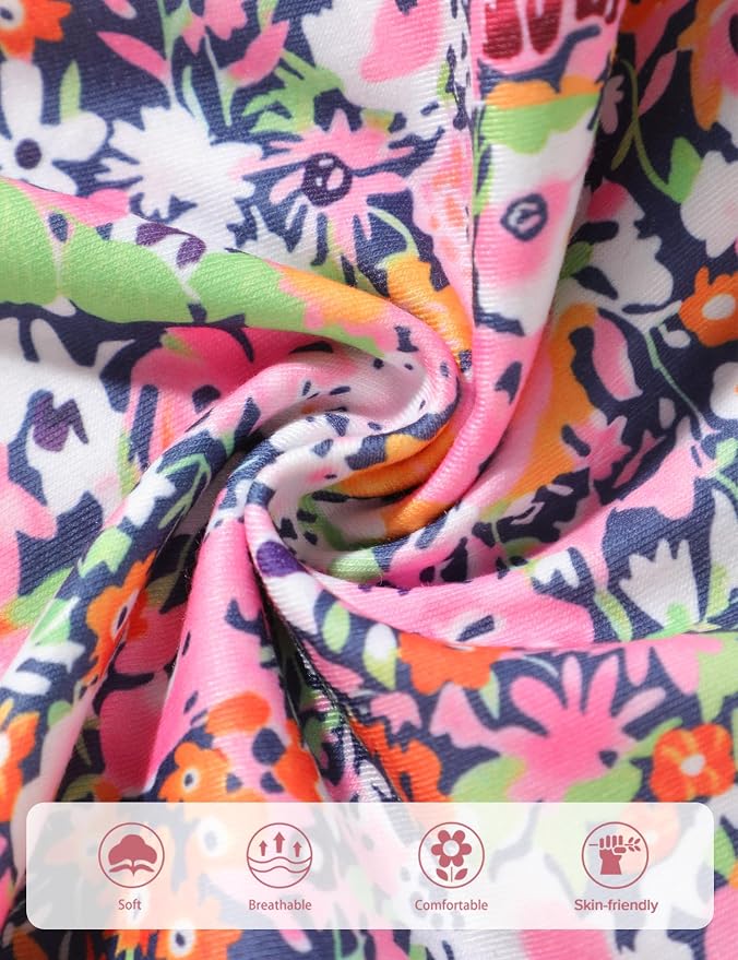 oklady Toddler Baby Girl Clothes Solid Color Ruffle Tops Floral Pants - Image 4