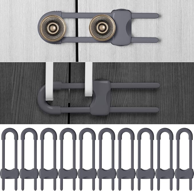 Jetec 10 Pieces Cabinet Locks for Babies, U-Shaped Proofing Drawers Safety by Jetec