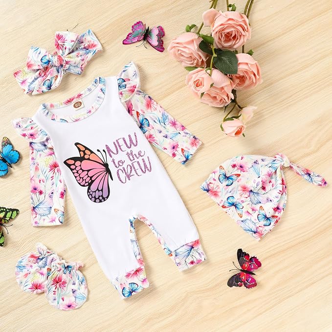 GRNSHTS Newborn Baby Girl Romper Infant Letter Print Jumpsuit Floral - Image 2