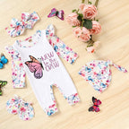 GRNSHTS Newborn Baby Girl Romper Infant Letter Print Jumpsuit Floral - Image 2