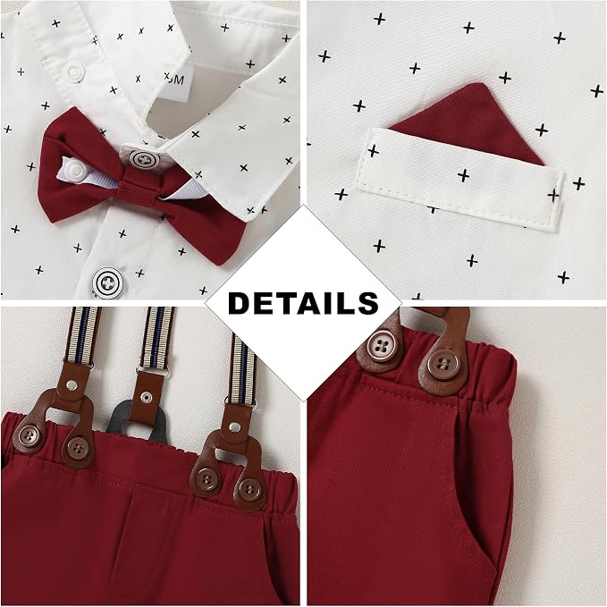 CARETOO Toddler Boy Clothes Suit Gentleman Wedding Outfits Kids Formal Dress - Image 4