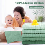 Yoofoss Muslin Baby Washcloths 100% Organic Cotton Face Towels 6 Pack Wash - Image 3