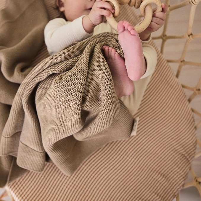 Knitted Organic Cotton Baby Blanket- Swaddle Blanket - Image 5