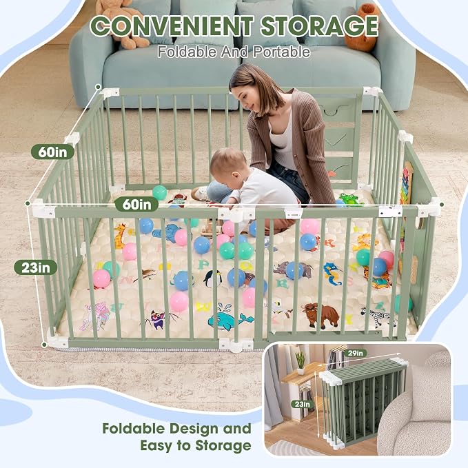 Foldable Wooden Baby Playpen - Image 2