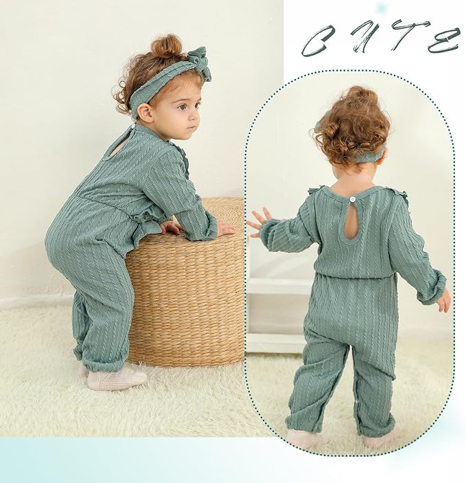 Happy Town Baby Girl Romper Infant Fall Winter Clothes Ruffle Sweater Long - Image 3