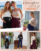 3 Pack Maternity Pants for Women Over The Belly Lounge Work Pregnancy Pants - Image 5