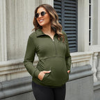 GINKANA Maternity Women's Long Sleeve Shirt Half Zipper Lapel Lightweight - Image 3