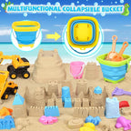 Beach Toys, 3 Collapsible Beach Bucket, Sand Castle Building Kit, Sand Molds - Image 4