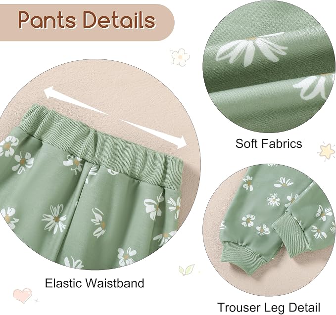 ZOEREA Toddler Baby Girl Clothes Long Sleeve Pullover Tops + Pants Set Floral - Image 4