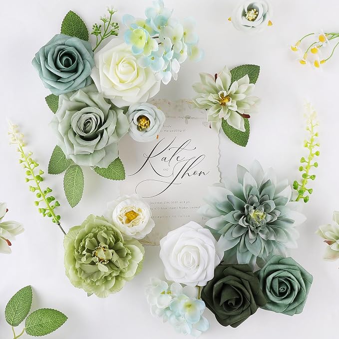 AGIRL Artificial Flowers Combo Silk Mix Green Fake Flower - Image 2