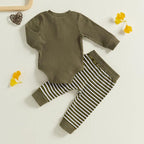 Newborn Baby Boy Girl Clothes Ribbed Knitted Long Sleeve Romper Pants Solid - Image 3