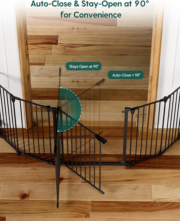 Babelio 102" Extra Wide Baby Gate, Hardware Mounted Pet Gate Indoor, Foldable 5 - Image 4