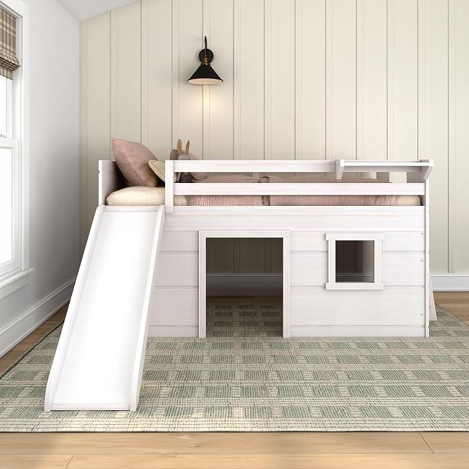 Max & Lily Loft Bed Twin Size, Solid Wood Low Loft Bed - Image 2