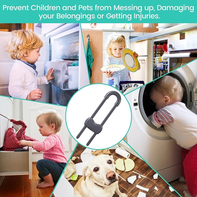 Jetec 10 Pieces Cabinet Locks for Babies, U-Shaped Proofing Drawers Safety - Image 5