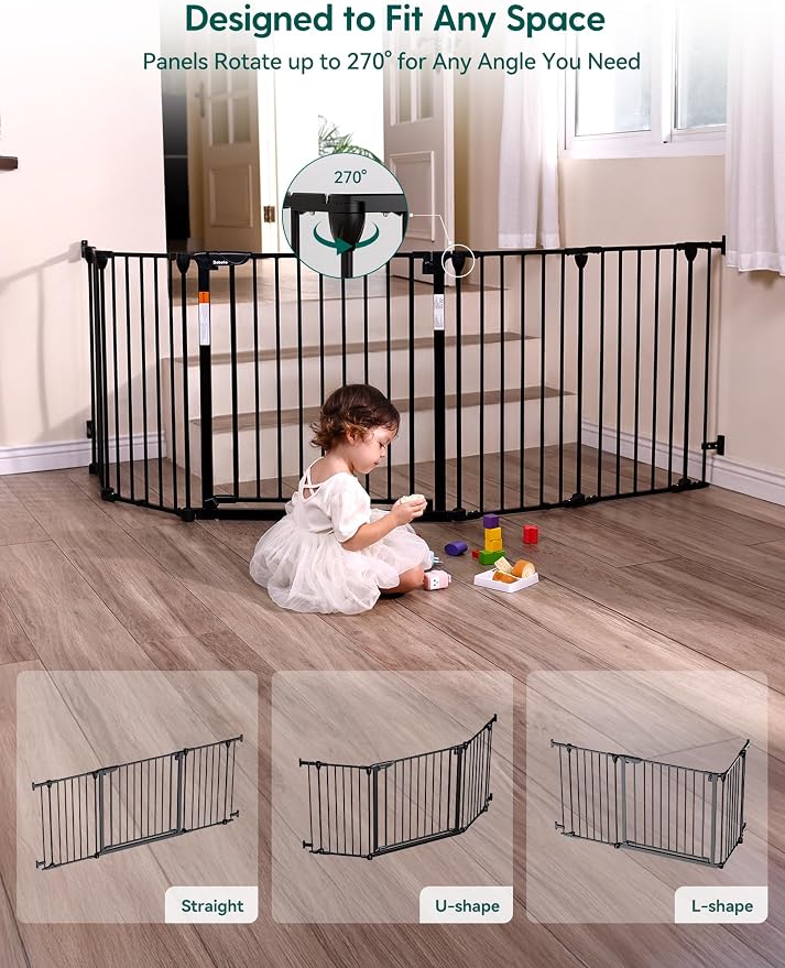 Babelio 71" Extra Wide Baby Gate, Hardware Mounted Pet Gate Indoor, Foldable 3 - Image 3