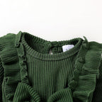 Happy Town Baby Girl Romper Infant Fall Winter Clothes Ruffle Sweater Long - Image 4