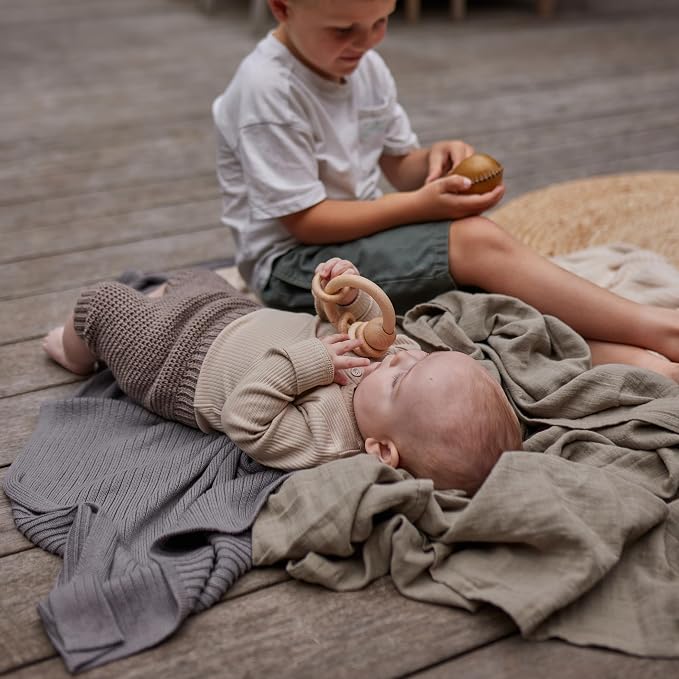 Knitted Organic Cotton Baby Blanket- Swaddle Blanket - Image 5