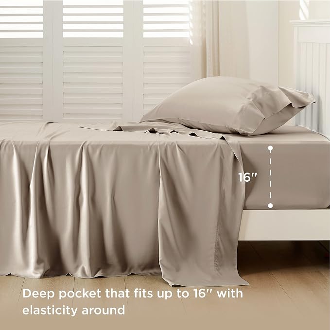 Bedsure Cooling Sheets Twin XL, Rayon Derived from Bamboo, Breathable & Soft - Image 3