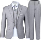 Boy's Suit Formal Slim Fit 5 Pieces Suit Set Blazer Vest Pants by Fesenbo