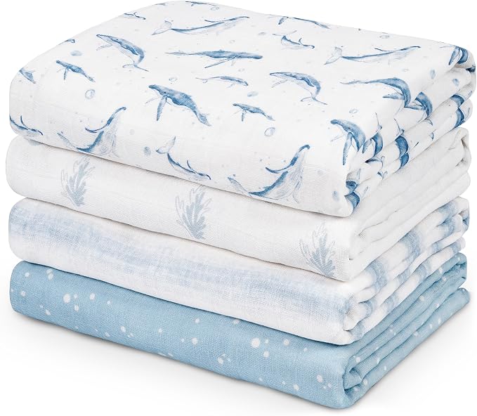 Muslin Swaddle Blankets for Newborn, 4 Pack Organic Cotton Baby Blankets for by CivaruaKids