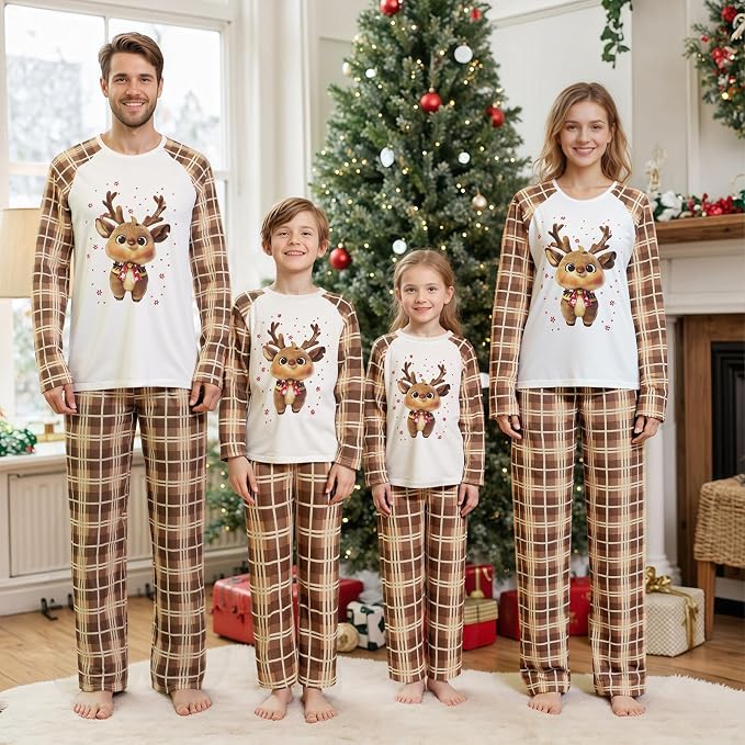 Awoscut Christmas Family Matching Pajamas Christmas Pjs Holiday Nightwear - Image 3