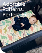 Pack N Play Sheets Fitted, TotBasic Ultra Soft Dinosaur Mini Crib Sheets - Image 3