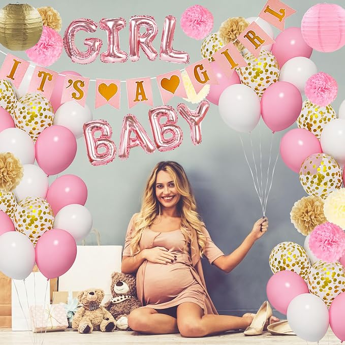 Ouddy Party Pink Baby Shower Decorations - Image 5