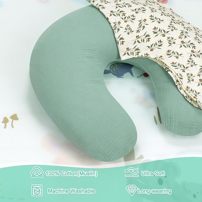 Accmor 2 Pack Muslin Nursing Pillow Covers, 100% Cotton Soft Nursing Covers - Image 3