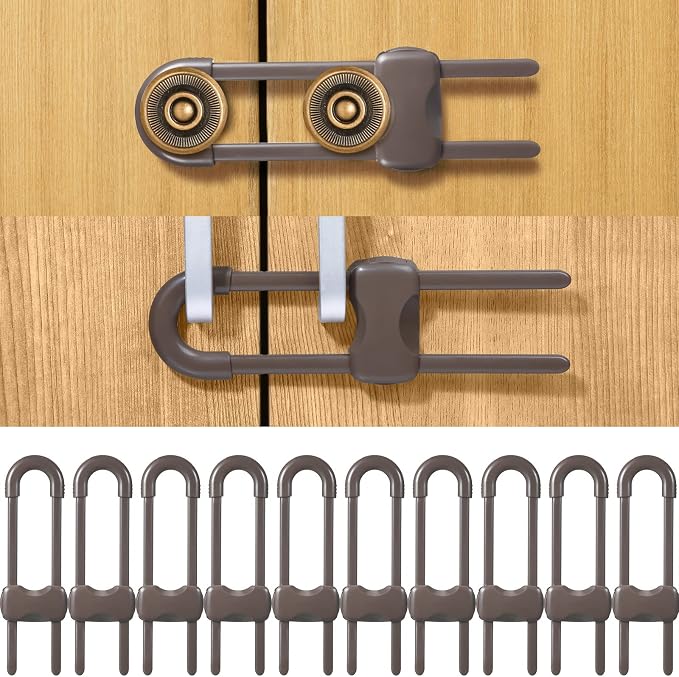 Jetec 10 Pieces Cabinet Locks for Babies, U-Shaped Proofing Drawers Safety by Jetec