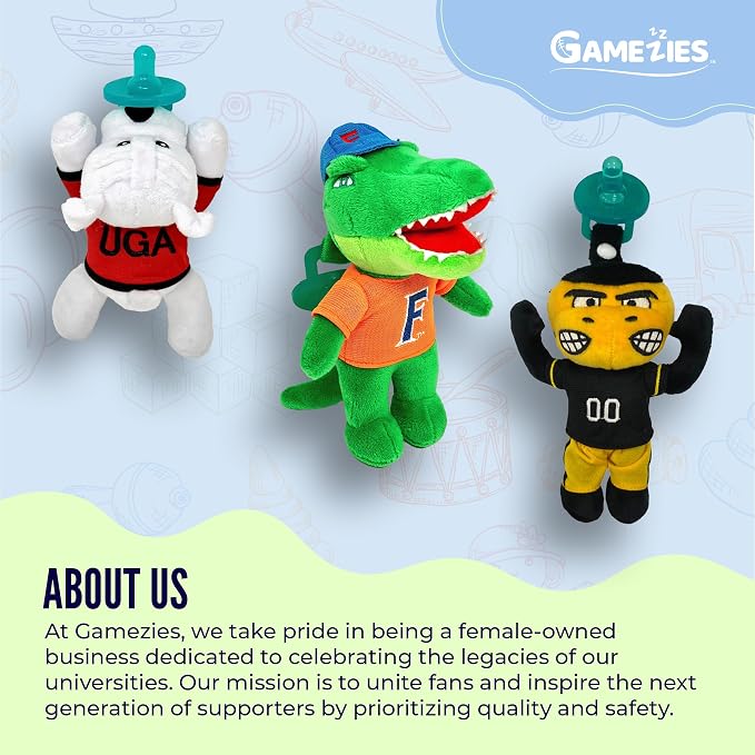 Gamezies Baby Boy and Girl College Mascot Stuffed Toy Plush Silicone Pacifier - Image 6
